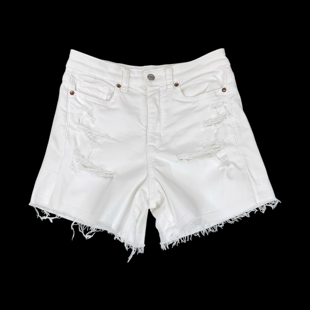 American Eagle Shorts Women 4 (28x4.5) White Denim Cutoff Distressed Stretch